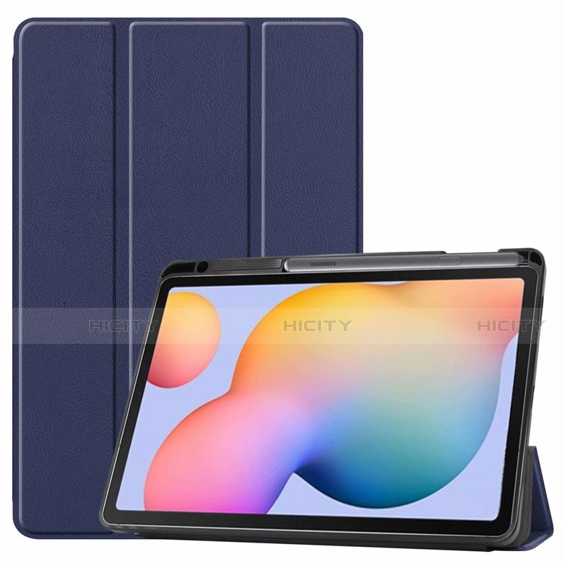 Coque Portefeuille Livre Cuir Etui Clapet L02 pour Samsung Galaxy Tab S6 Lite 10.4 SM-P610 Bleu Plus