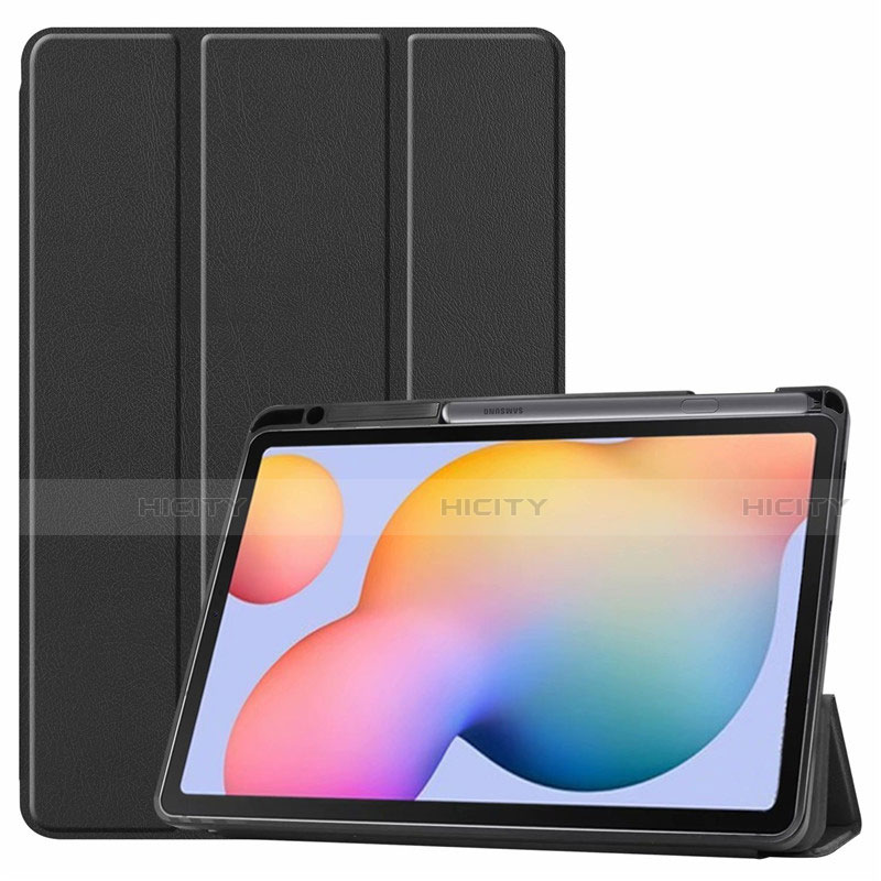 Coque Portefeuille Livre Cuir Etui Clapet L02 pour Samsung Galaxy Tab S6 Lite 10.4 SM-P610 Noir Plus