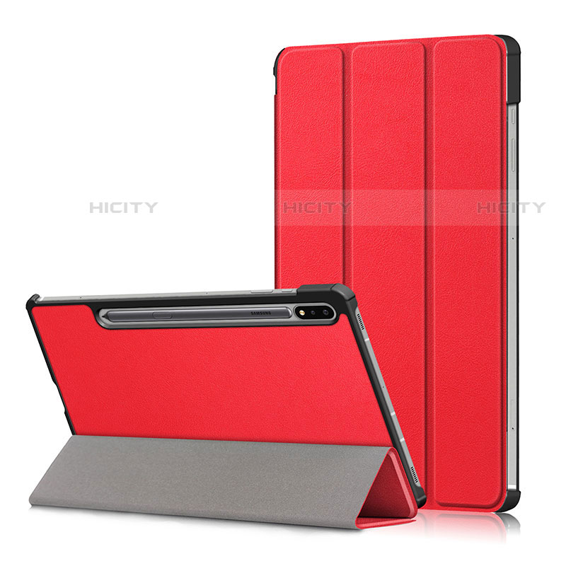 Coque Portefeuille Livre Cuir Etui Clapet L02 pour Samsung Galaxy Tab S7 11 Wi-Fi SM-T870 Rouge Plus