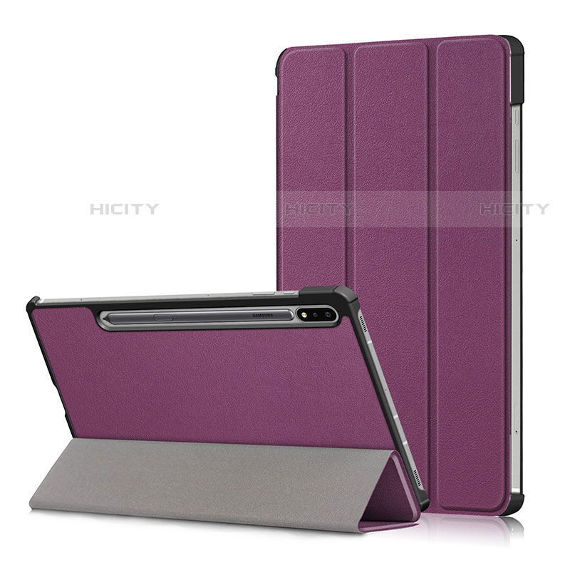 Coque Portefeuille Livre Cuir Etui Clapet L02 pour Samsung Galaxy Tab S7 11 Wi-Fi SM-T870 Violet Plus