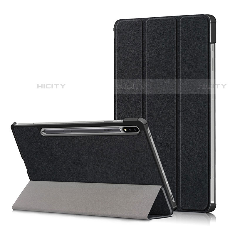 Coque Portefeuille Livre Cuir Etui Clapet L02 pour Samsung Galaxy Tab S7 4G 11 SM-T875 Noir Plus