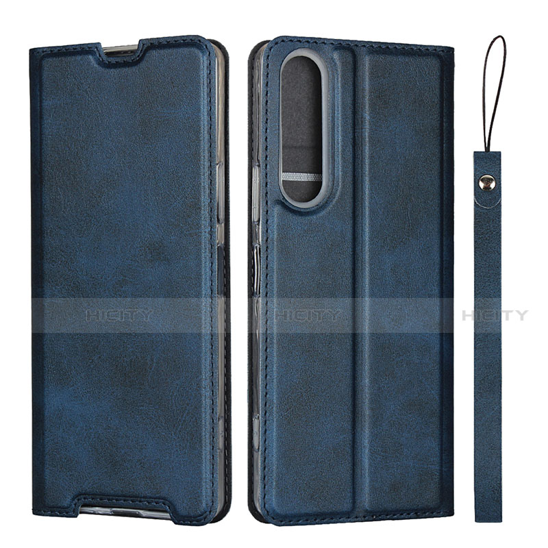 Coque Portefeuille Livre Cuir Etui Clapet L02 pour Sony Xperia 1 II Bleu Plus