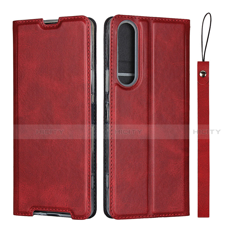 Coque Portefeuille Livre Cuir Etui Clapet L02 pour Sony Xperia 1 II Rouge Plus