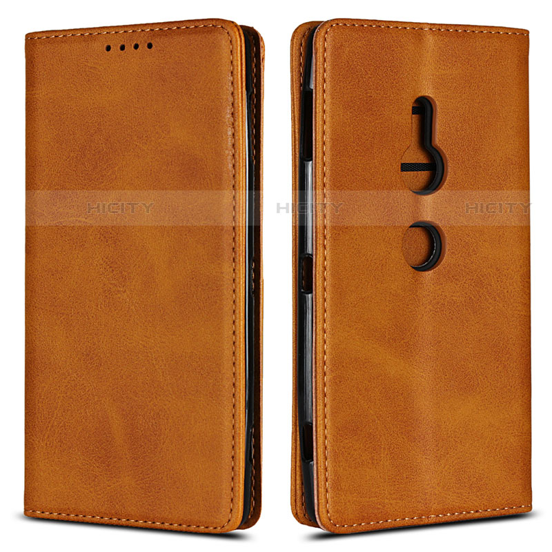 Coque Portefeuille Livre Cuir Etui Clapet L02 pour Sony Xperia XZ2 Orange Plus