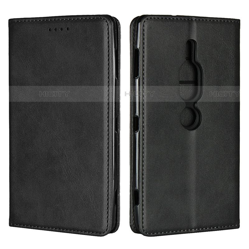 Coque Portefeuille Livre Cuir Etui Clapet L02 pour Sony Xperia XZ2 Premium Noir Plus