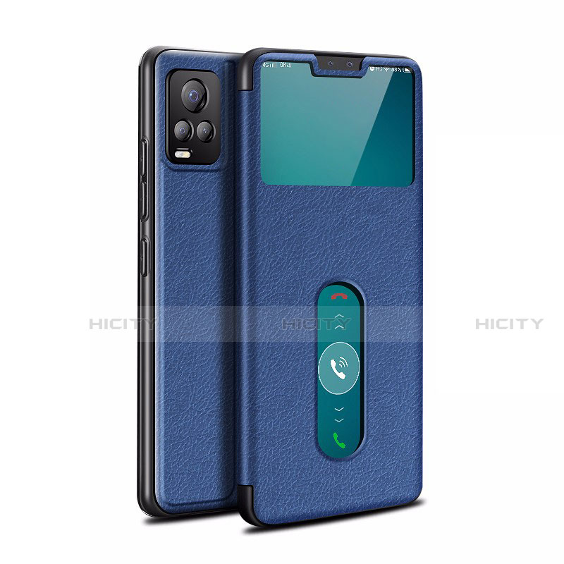 Coque Portefeuille Livre Cuir Etui Clapet L02 pour Vivo V20 Pro 5G Bleu Plus