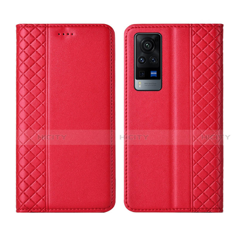 Coque Portefeuille Livre Cuir Etui Clapet L02 pour Vivo X60 Pro 5G Rouge Plus