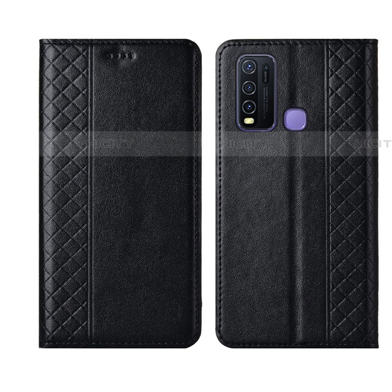 Coque Portefeuille Livre Cuir Etui Clapet L02 pour Vivo Y50 Noir Plus