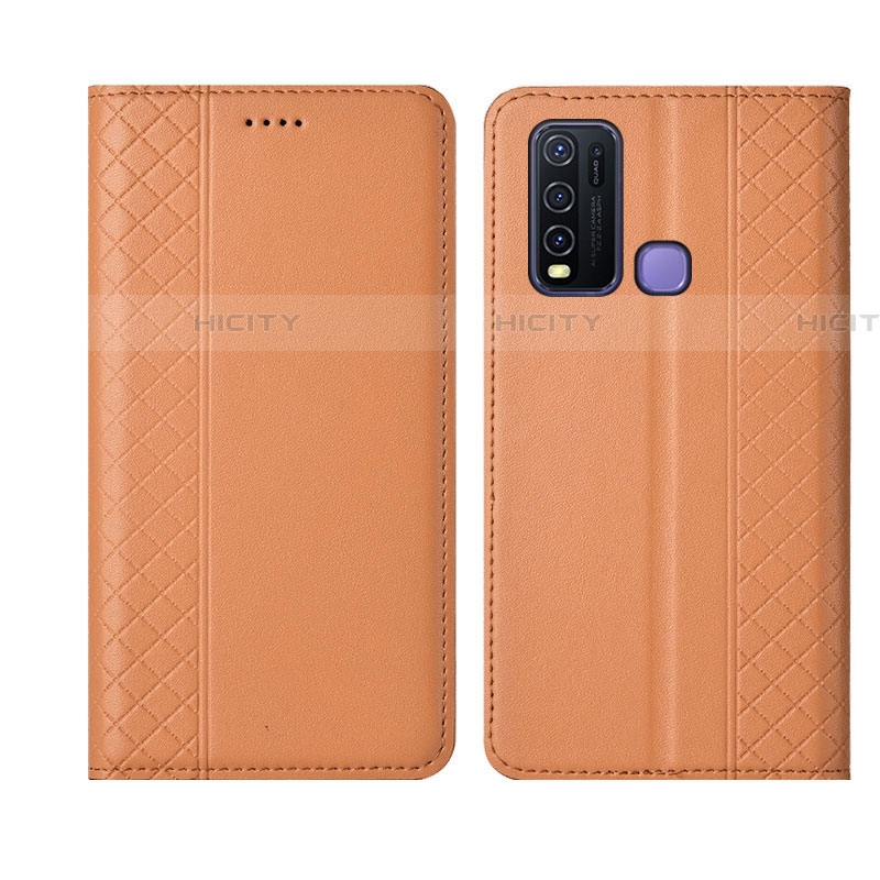 Coque Portefeuille Livre Cuir Etui Clapet L02 pour Vivo Y50 Orange Plus