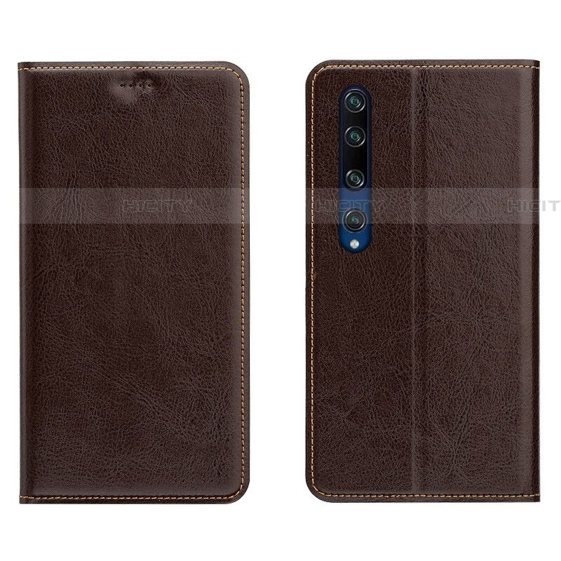 Coque Portefeuille Livre Cuir Etui Clapet L02 pour Xiaomi Mi 10 Marron Plus