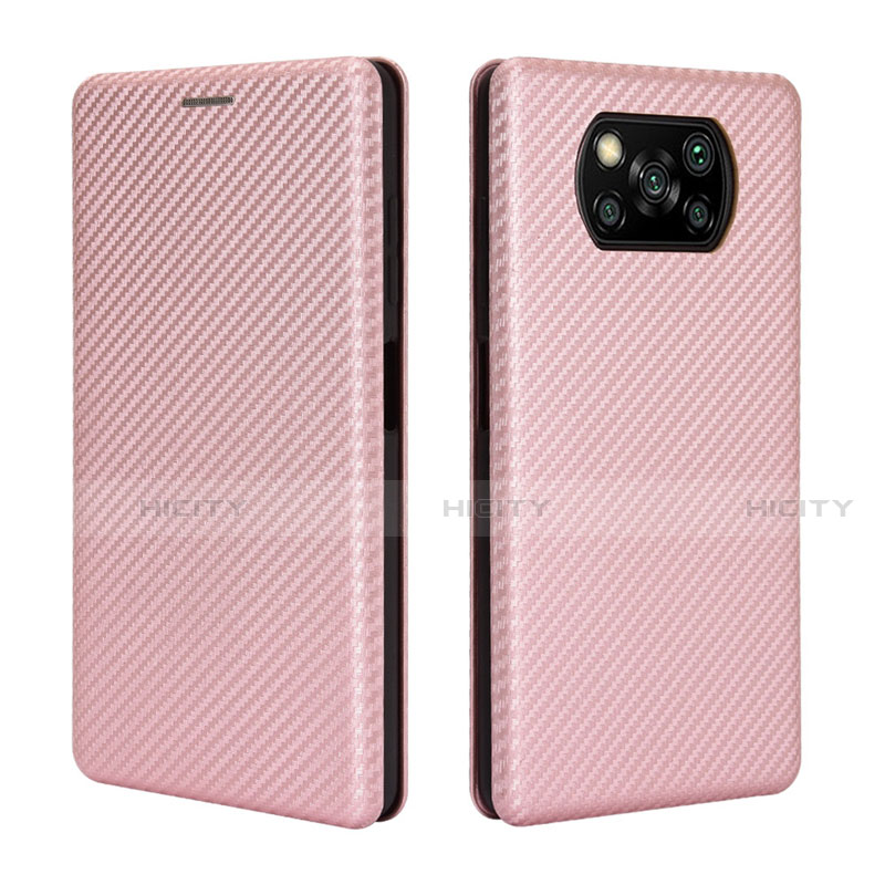 Coque Portefeuille Livre Cuir Etui Clapet L02 pour Xiaomi Poco X3 NFC Or Rose Plus