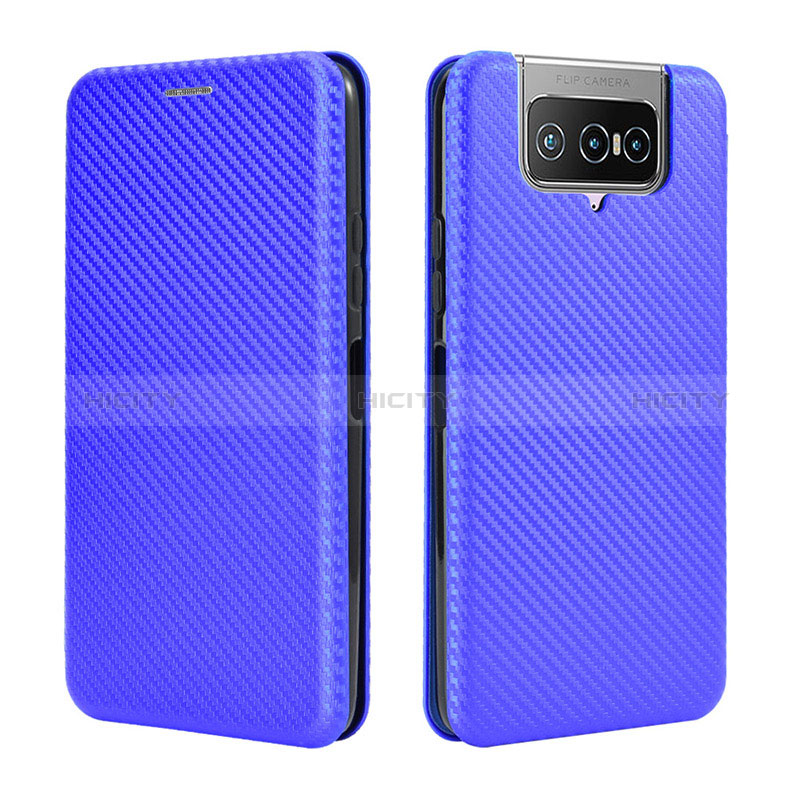 Coque Portefeuille Livre Cuir Etui Clapet L02Z pour Asus Zenfone 7 ZS670KS Bleu Plus