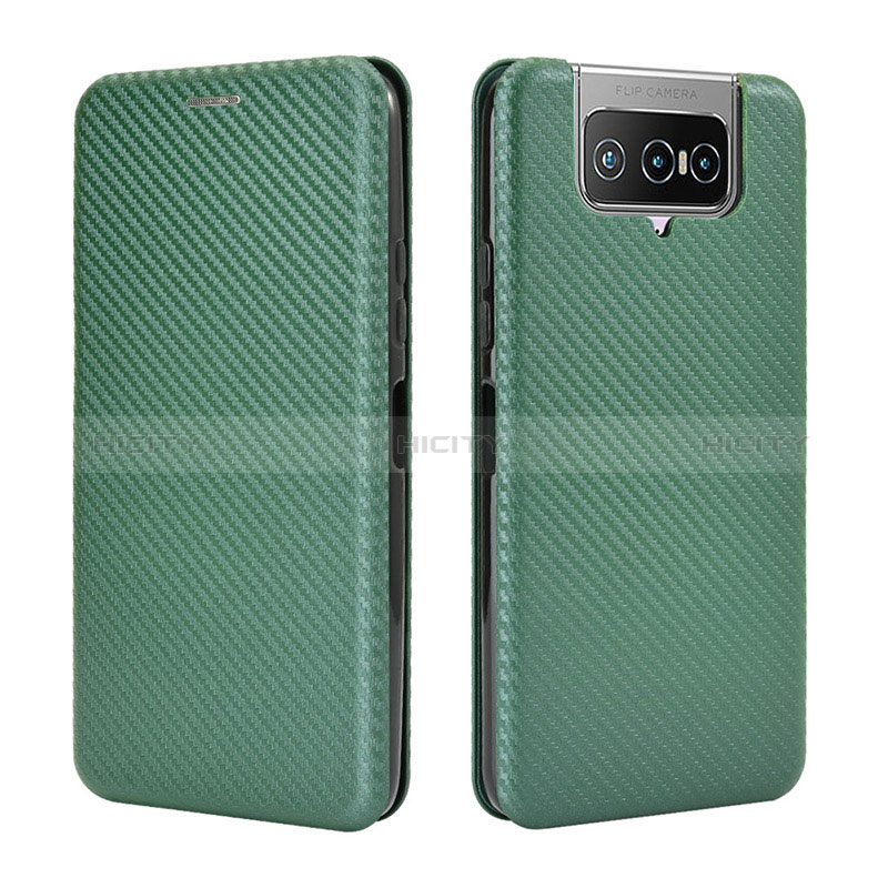 Coque Portefeuille Livre Cuir Etui Clapet L02Z pour Asus ZenFone 8 Flip ZS672KS Vert Plus