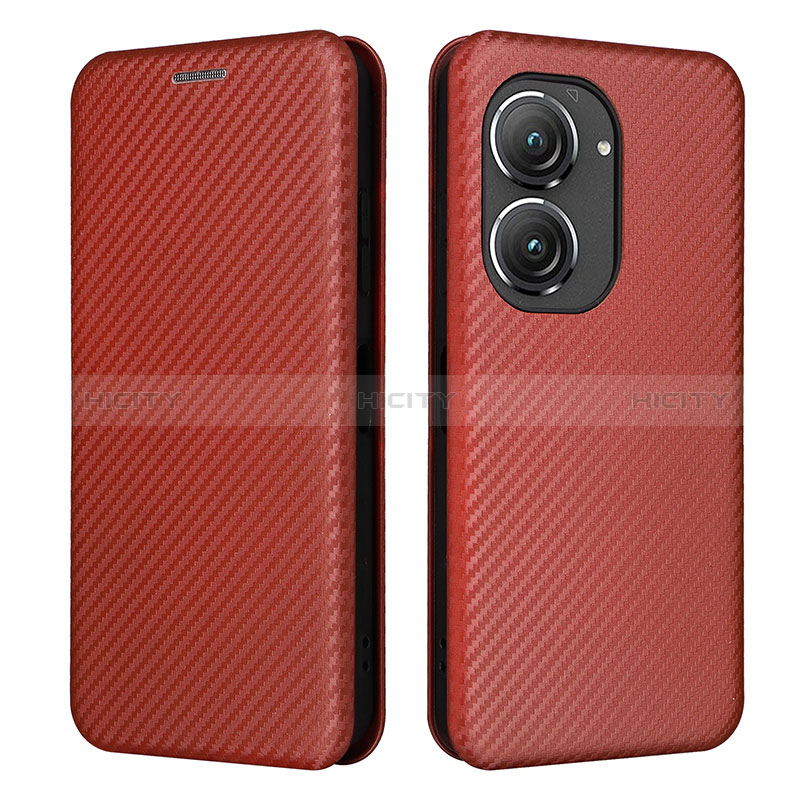 Coque Portefeuille Livre Cuir Etui Clapet L02Z pour Asus Zenfone 9 Marron Plus