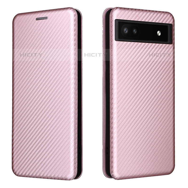 Coque Portefeuille Livre Cuir Etui Clapet L02Z pour Google Pixel 6a 5G Or Rose Plus