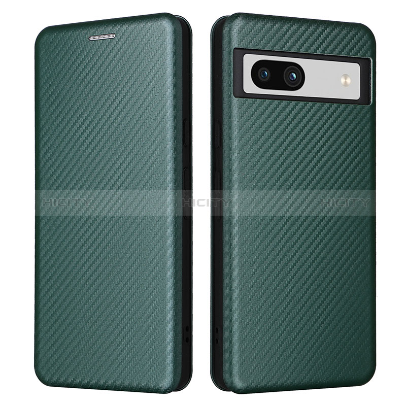 Coque Portefeuille Livre Cuir Etui Clapet L02Z pour Google Pixel 7a 5G Vert Plus