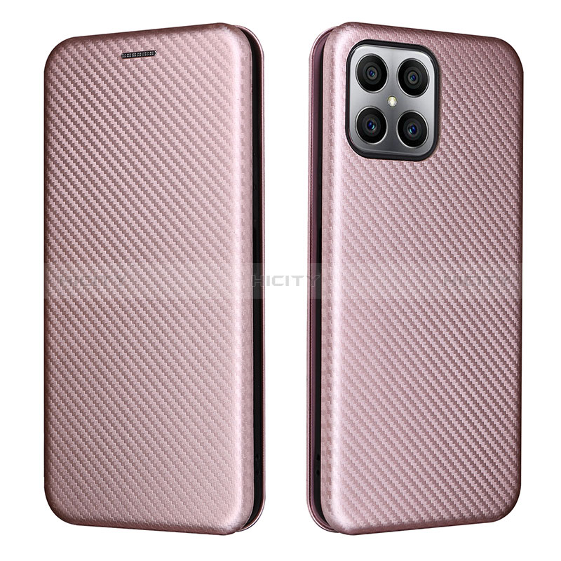 Coque Portefeuille Livre Cuir Etui Clapet L02Z pour Huawei Honor X8 4G Or Rose Plus