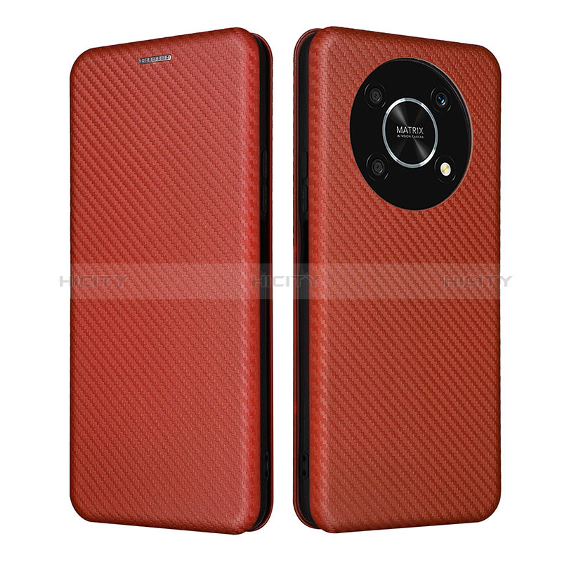 Coque Portefeuille Livre Cuir Etui Clapet L02Z pour Huawei Honor X9 5G Marron Plus