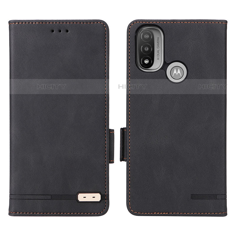Coque Portefeuille Livre Cuir Etui Clapet L02Z pour Motorola Moto E20 Noir Plus
