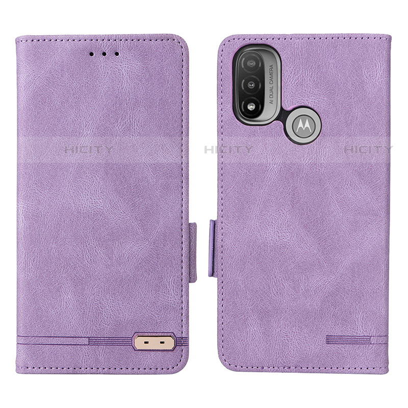 Coque Portefeuille Livre Cuir Etui Clapet L02Z pour Motorola Moto E20 Violet Plus