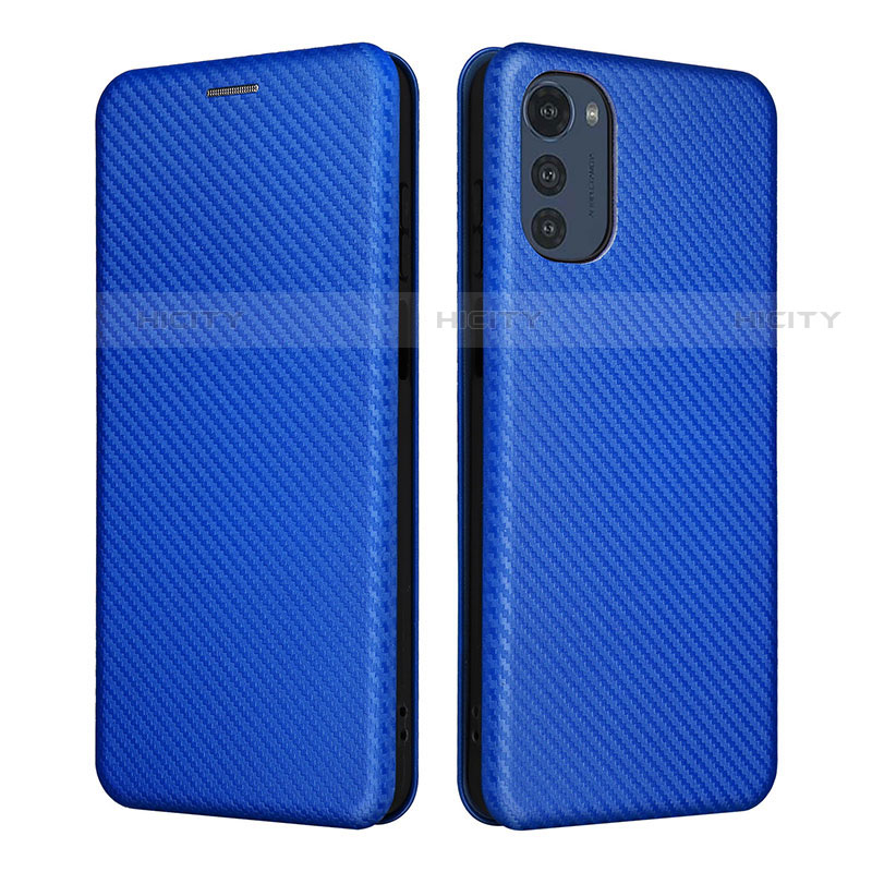 Coque Portefeuille Livre Cuir Etui Clapet L02Z pour Motorola Moto E32s Bleu Plus