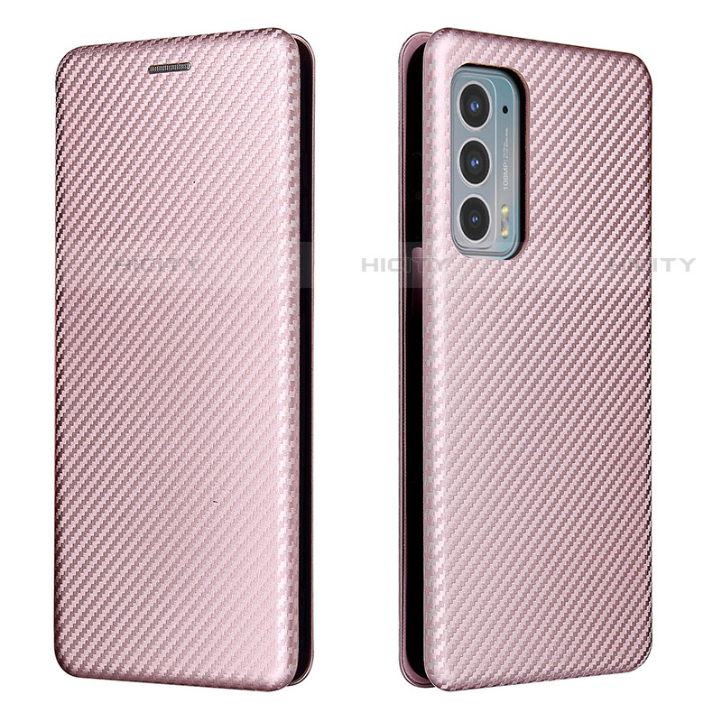 Coque Portefeuille Livre Cuir Etui Clapet L02Z pour Motorola Moto Edge Lite 5G Or Rose Plus