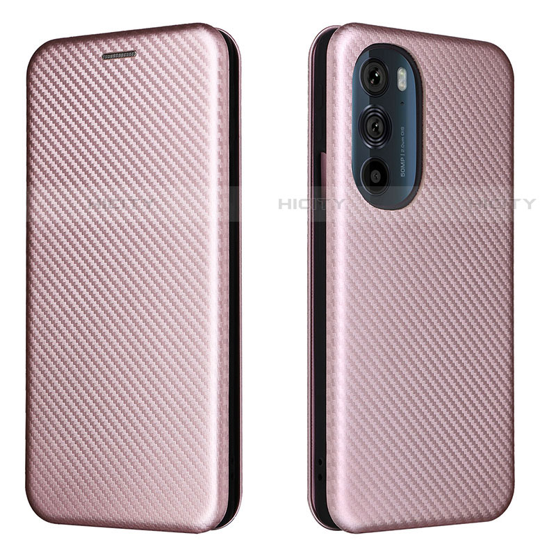 Coque Portefeuille Livre Cuir Etui Clapet L02Z pour Motorola Moto Edge X30 5G Or Rose Plus