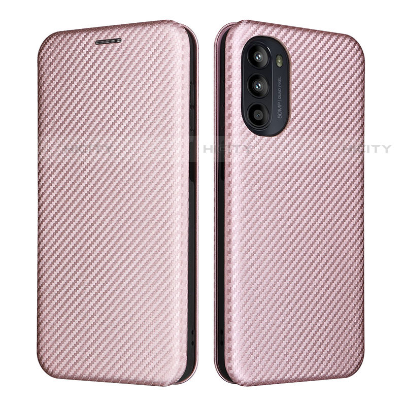 Coque Portefeuille Livre Cuir Etui Clapet L02Z pour Motorola MOTO G52 Or Rose Plus