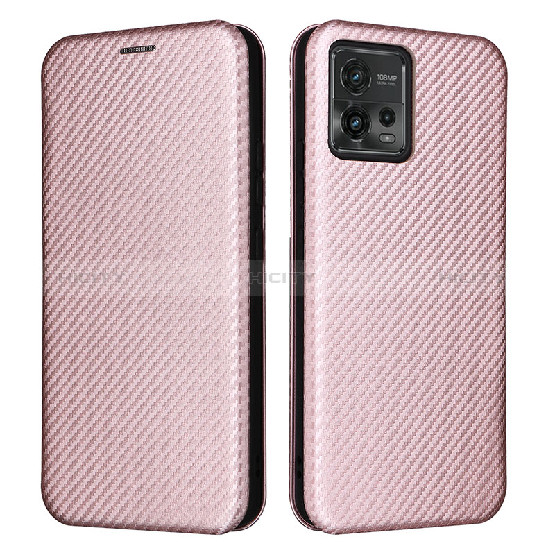 Coque Portefeuille Livre Cuir Etui Clapet L02Z pour Motorola Moto G72 Or Rose Plus