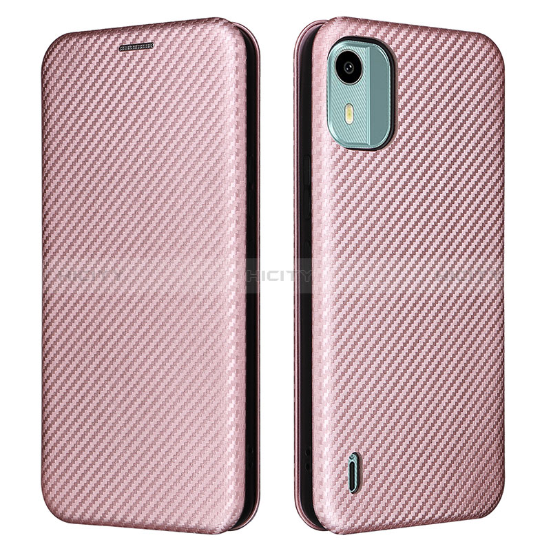 Coque Portefeuille Livre Cuir Etui Clapet L02Z pour Nokia C12 Plus Or Rose Plus