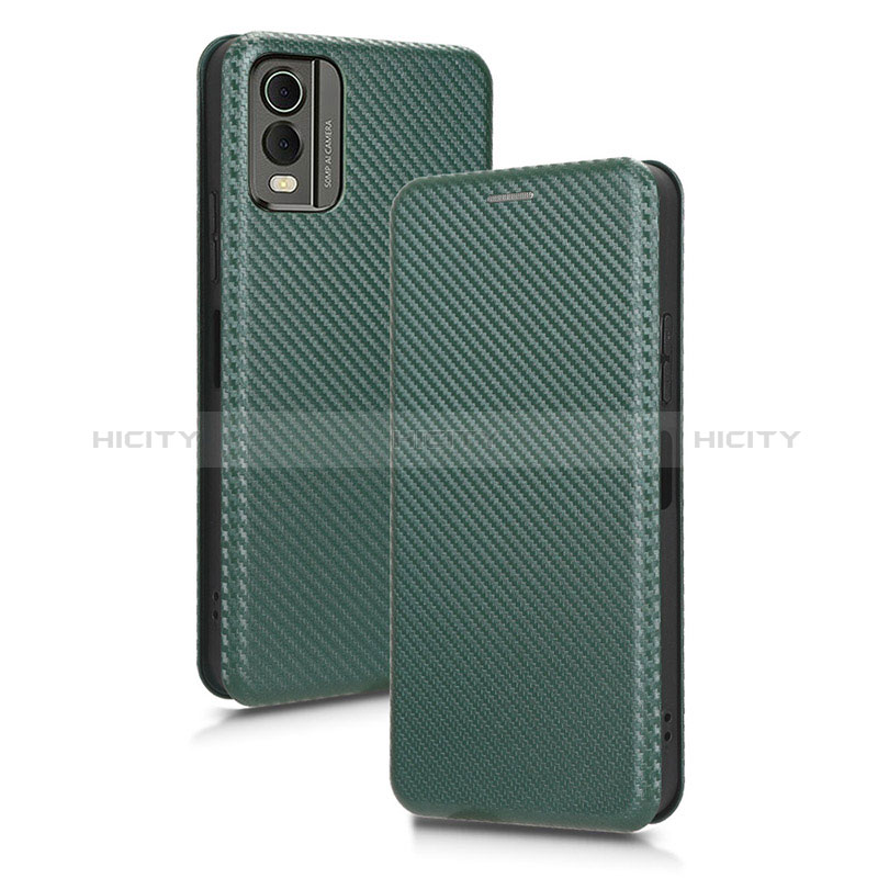 Coque Portefeuille Livre Cuir Etui Clapet L02Z pour Nokia C210 Vert Plus