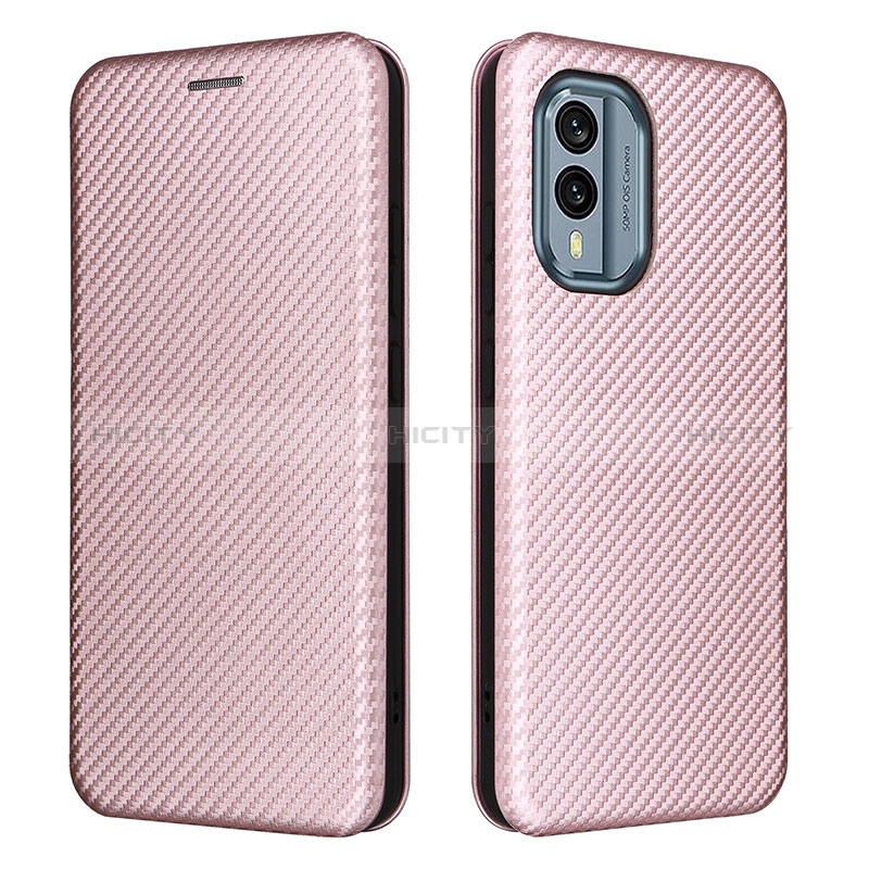 Coque Portefeuille Livre Cuir Etui Clapet L02Z pour Nokia X30 5G Or Rose Plus