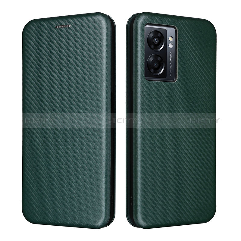 Coque Portefeuille Livre Cuir Etui Clapet L02Z pour Oppo A77 5G Vert Plus