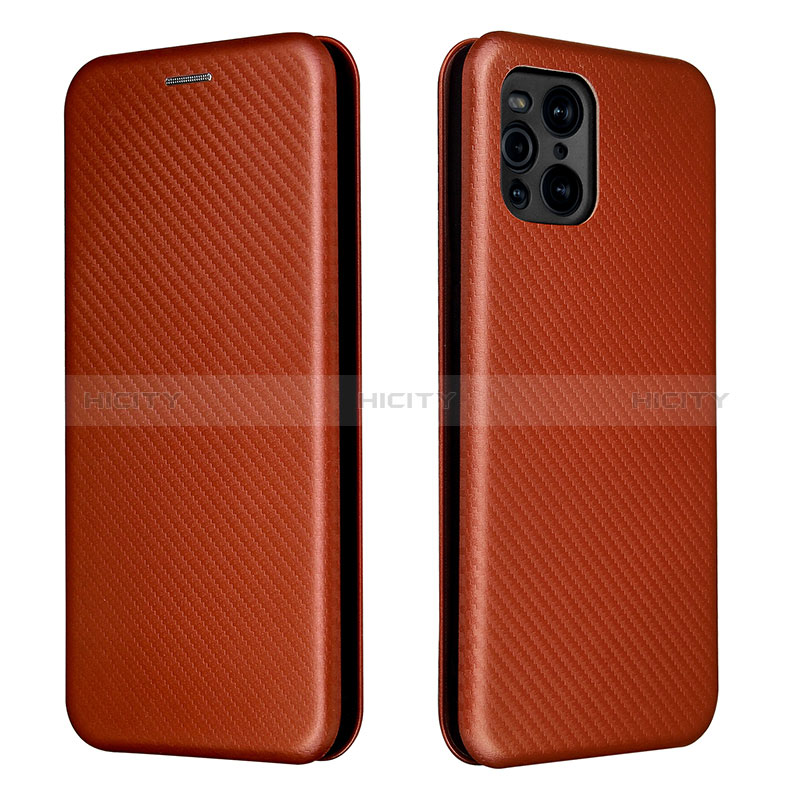 Coque Portefeuille Livre Cuir Etui Clapet L02Z pour Oppo Find X3 5G Marron Plus