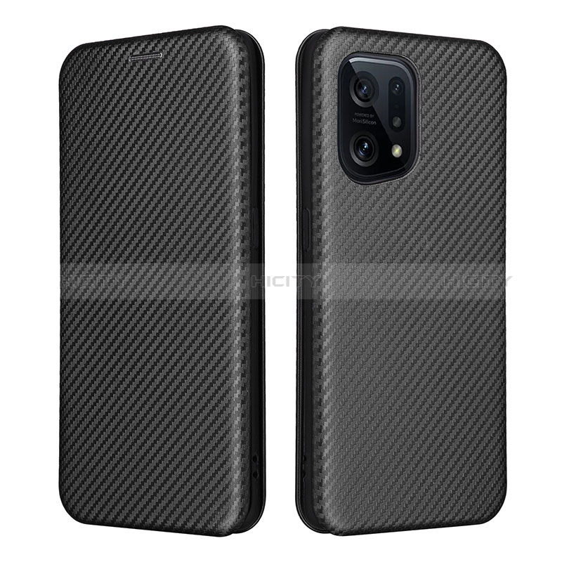 Coque Portefeuille Livre Cuir Etui Clapet L02Z pour Oppo Find X5 5G Noir Plus