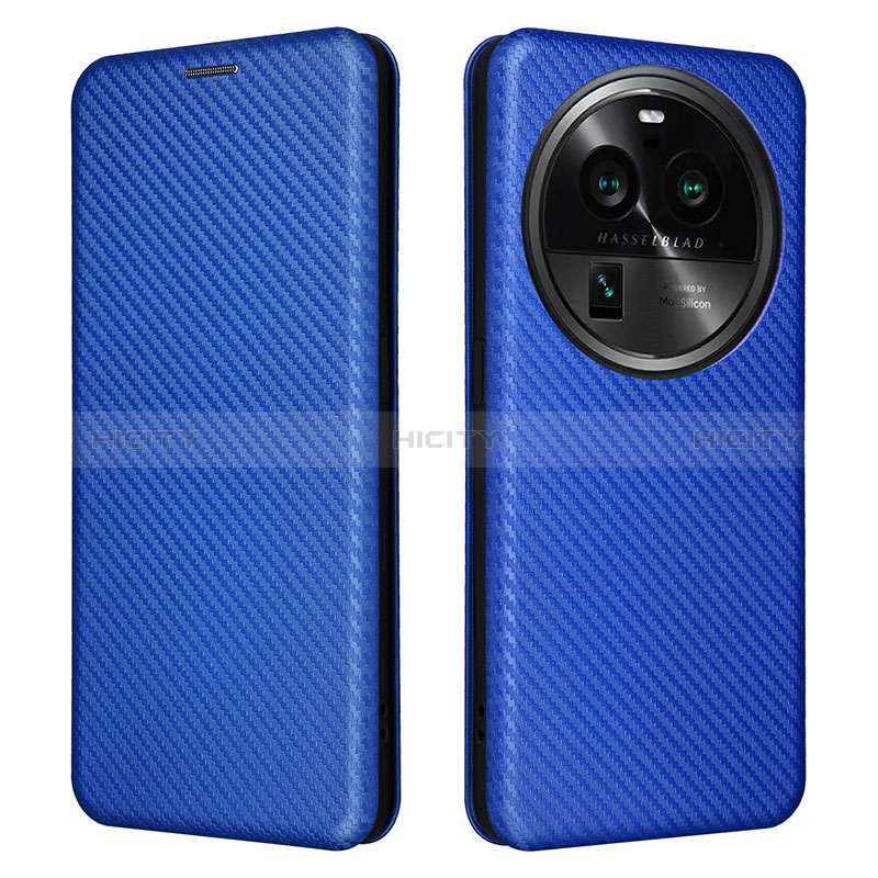 Coque Portefeuille Livre Cuir Etui Clapet L02Z pour Oppo Find X6 5G Bleu Plus