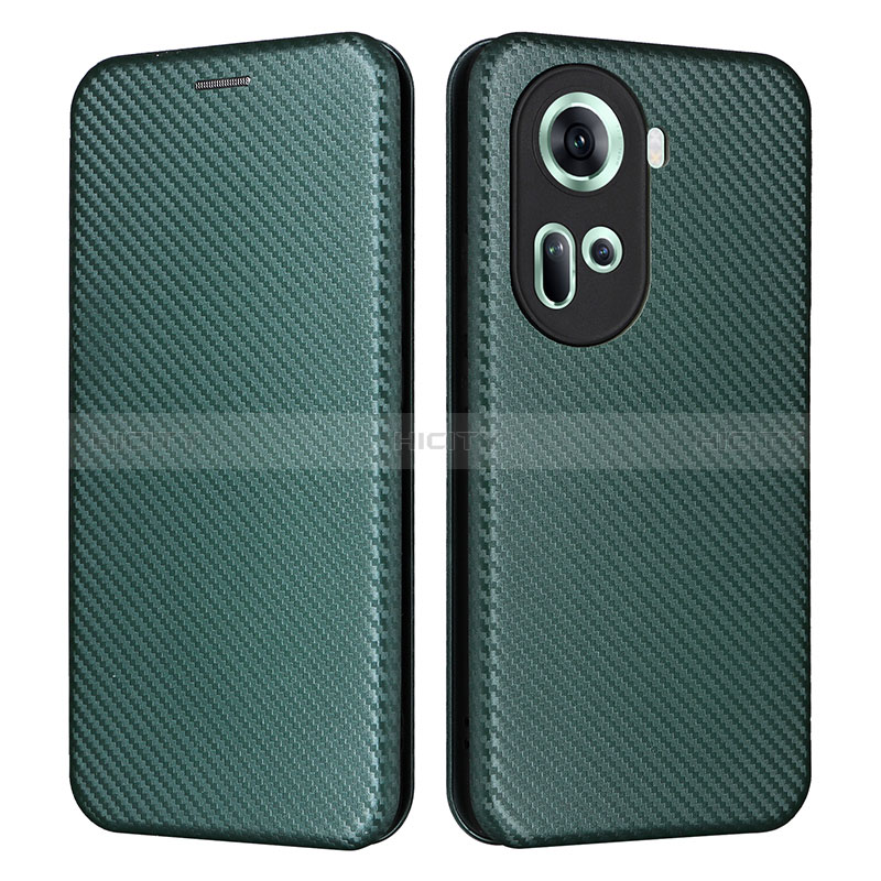 Coque Portefeuille Livre Cuir Etui Clapet L02Z pour Oppo Reno11 5G Vert Plus