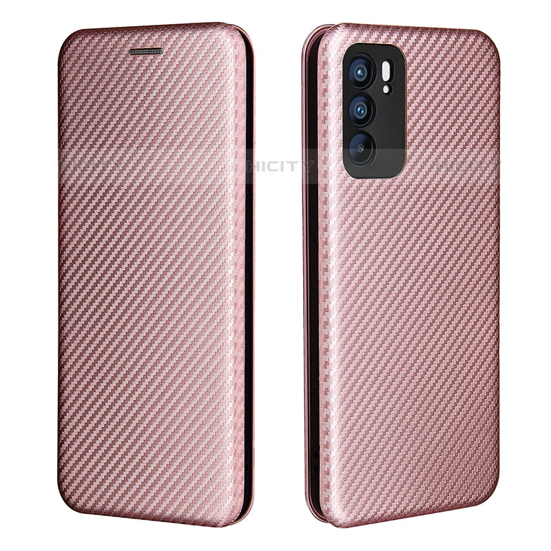 Coque Portefeuille Livre Cuir Etui Clapet L02Z pour Oppo Reno6 5G Or Rose Plus