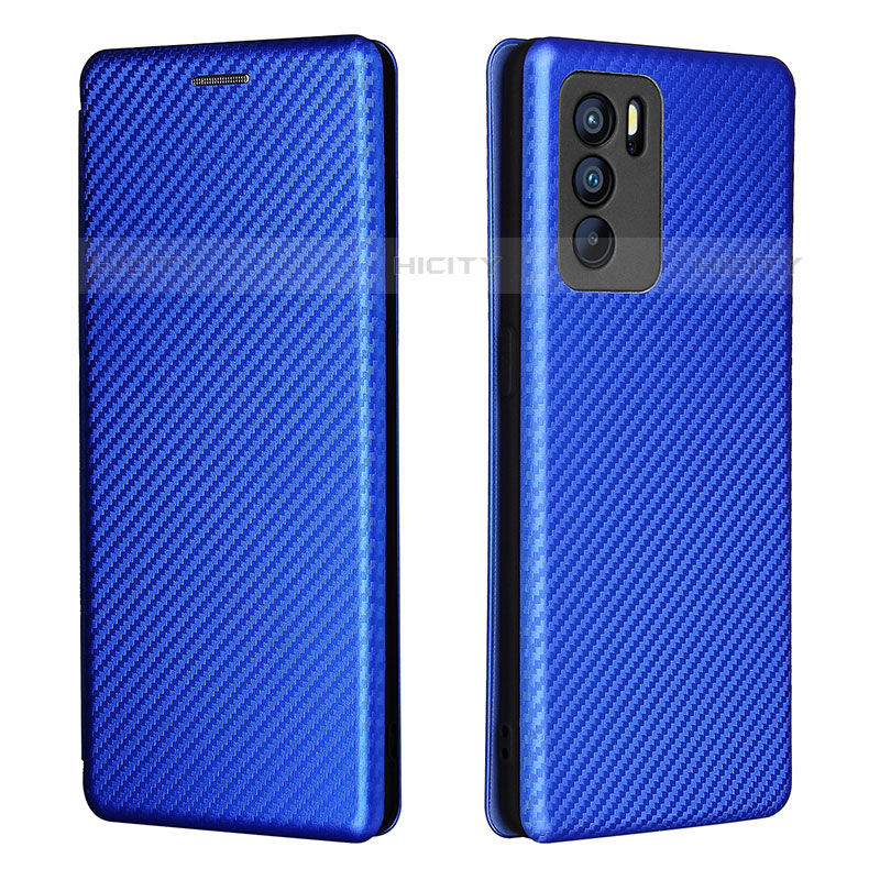 Coque Portefeuille Livre Cuir Etui Clapet L02Z pour Oppo Reno6 Pro 5G India Bleu Plus