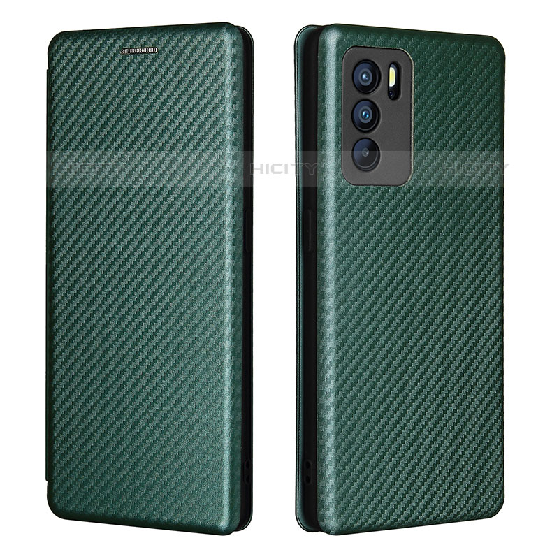 Coque Portefeuille Livre Cuir Etui Clapet L02Z pour Oppo Reno6 Pro 5G India Vert Plus