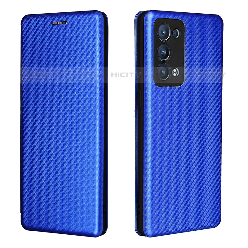 Coque Portefeuille Livre Cuir Etui Clapet L02Z pour Oppo Reno6 Pro+ Plus 5G Bleu Plus