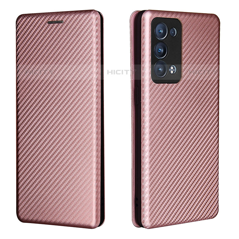 Coque Portefeuille Livre Cuir Etui Clapet L02Z pour Oppo Reno6 Pro+ Plus 5G Or Rose Plus