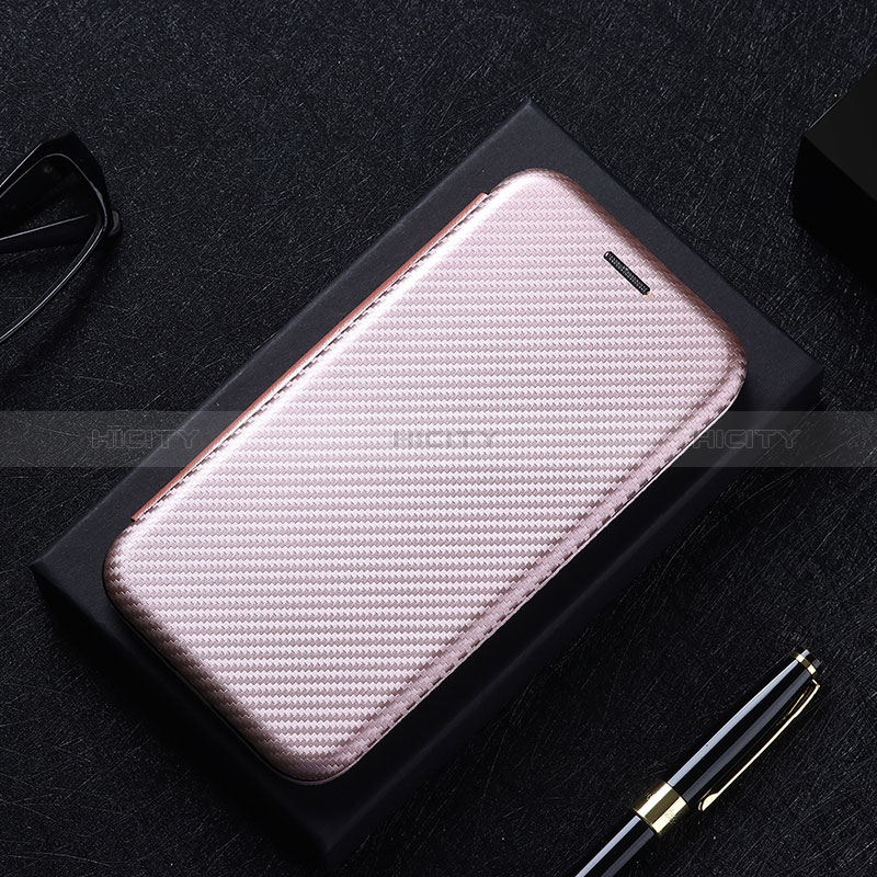 Coque Portefeuille Livre Cuir Etui Clapet L02Z pour Realme C21Y Or Rose Plus