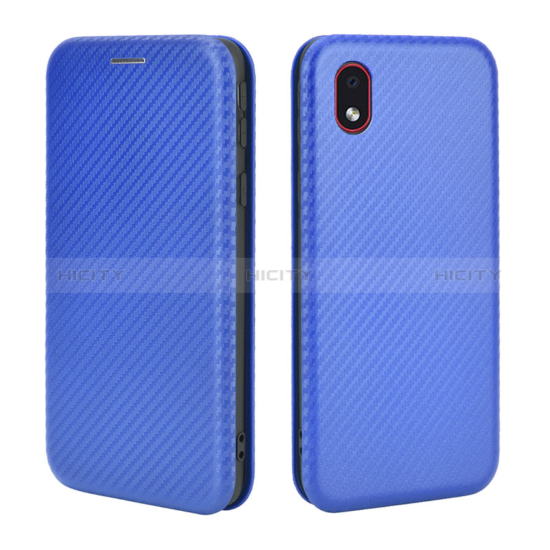 Coque Portefeuille Livre Cuir Etui Clapet L02Z pour Samsung Galaxy A01 Core Bleu Plus