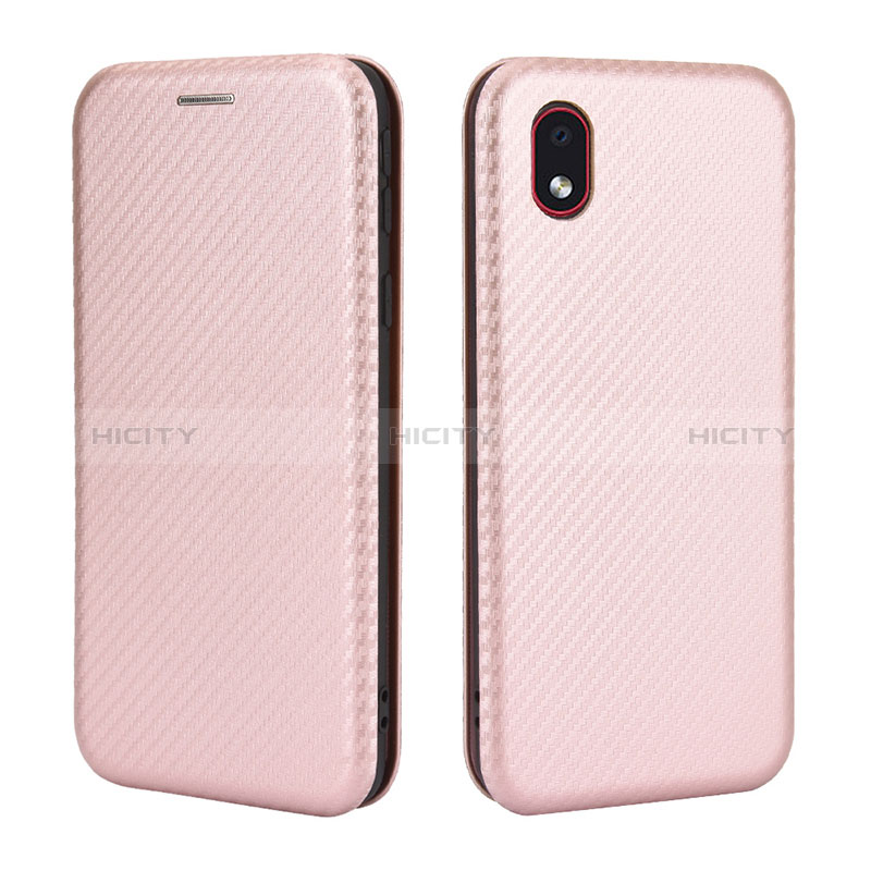 Coque Portefeuille Livre Cuir Etui Clapet L02Z pour Samsung Galaxy A01 Core Or Rose Plus