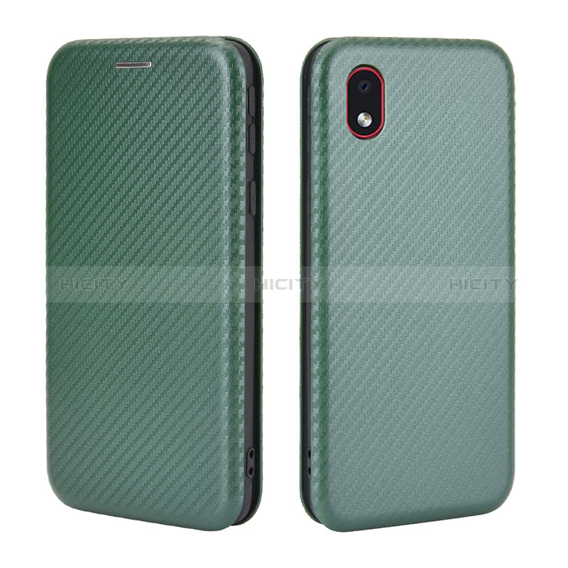 Coque Portefeuille Livre Cuir Etui Clapet L02Z pour Samsung Galaxy A01 Core Vert Plus