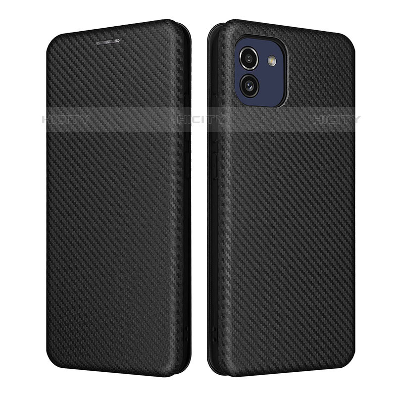 Coque Portefeuille Livre Cuir Etui Clapet L02Z pour Samsung Galaxy A03 Noir Plus