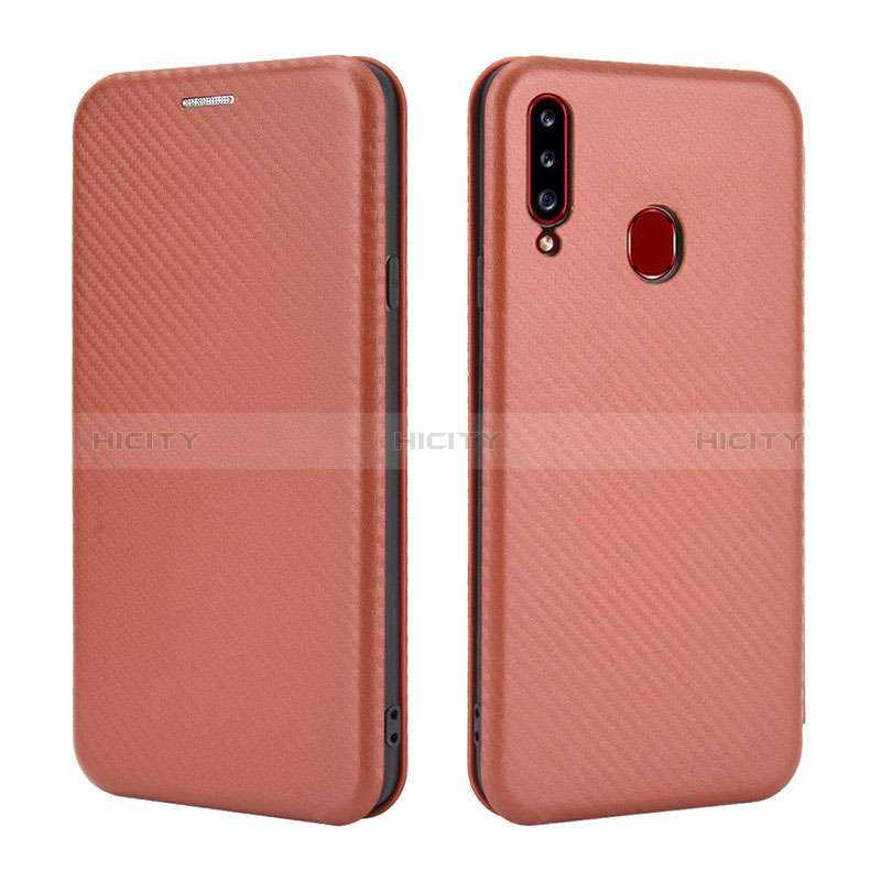 Coque Portefeuille Livre Cuir Etui Clapet L02Z pour Samsung Galaxy A20s Marron Plus