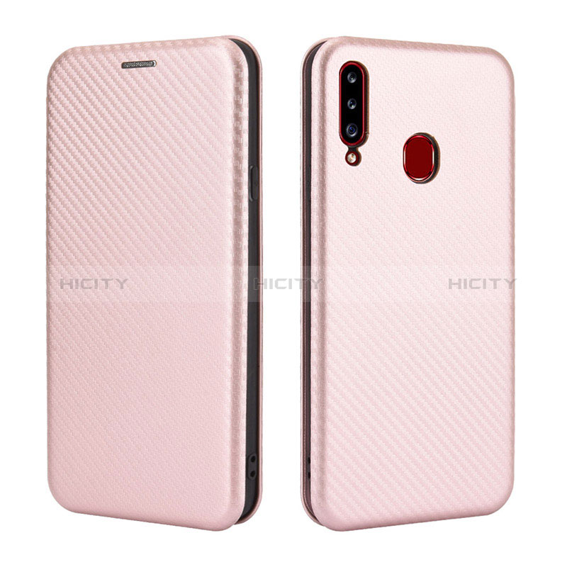 Coque Portefeuille Livre Cuir Etui Clapet L02Z pour Samsung Galaxy A20s Or Rose Plus