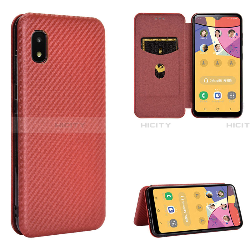 Coque Portefeuille Livre Cuir Etui Clapet L02Z pour Samsung Galaxy A21 SC-42A Marron Plus